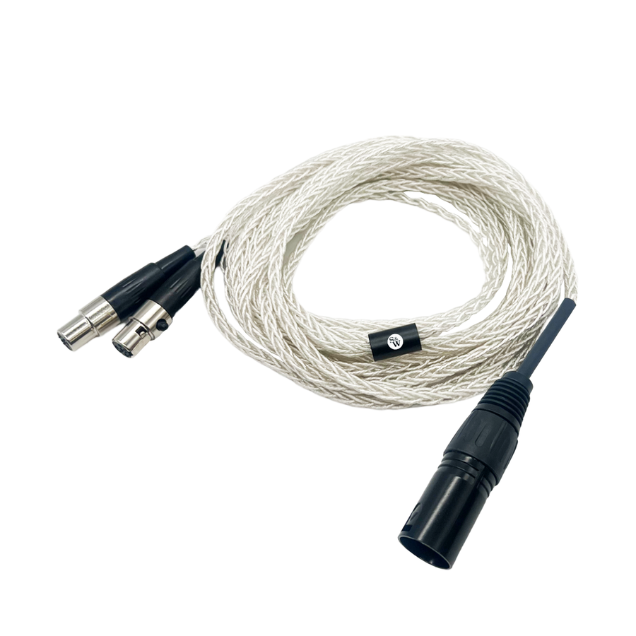 Cannes Mini XLR to 4-pin XLR Balanced 8-core OFC Silver Headphone Cable