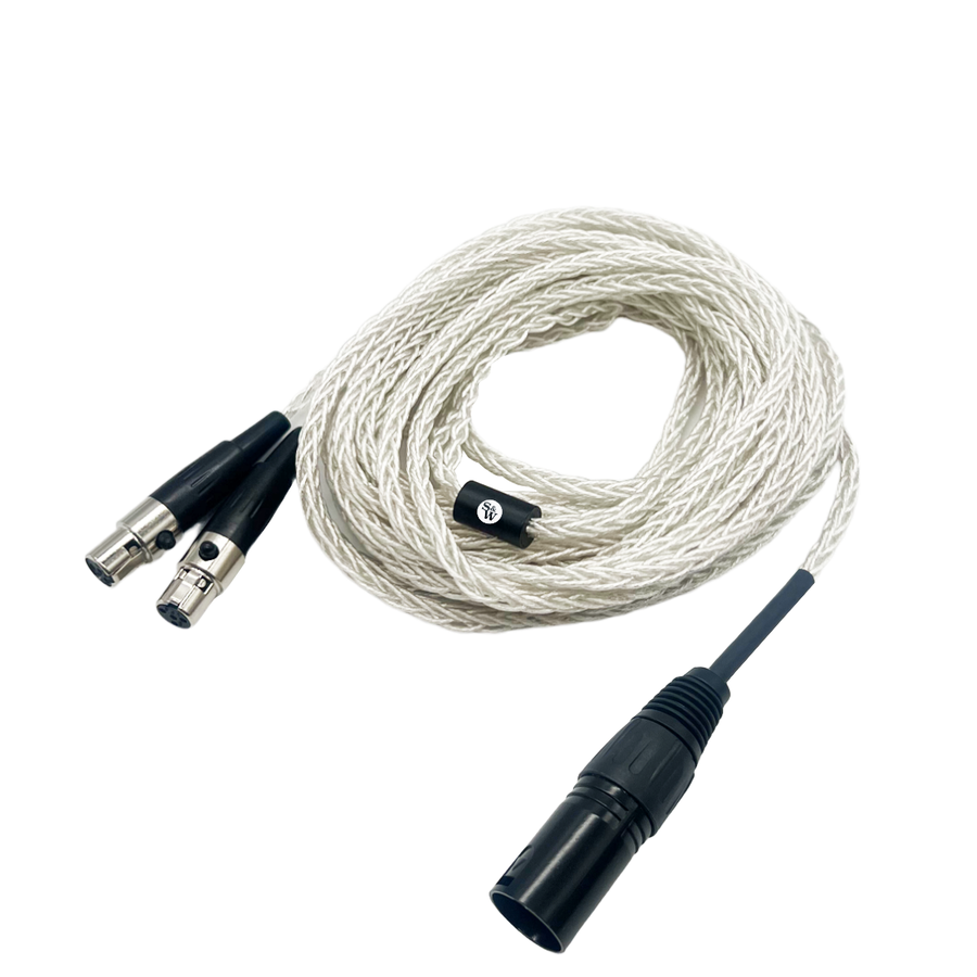 Cannes Mini XLR to 4-pin XLR Balanced 8-core OFC Silver Headphone Cable